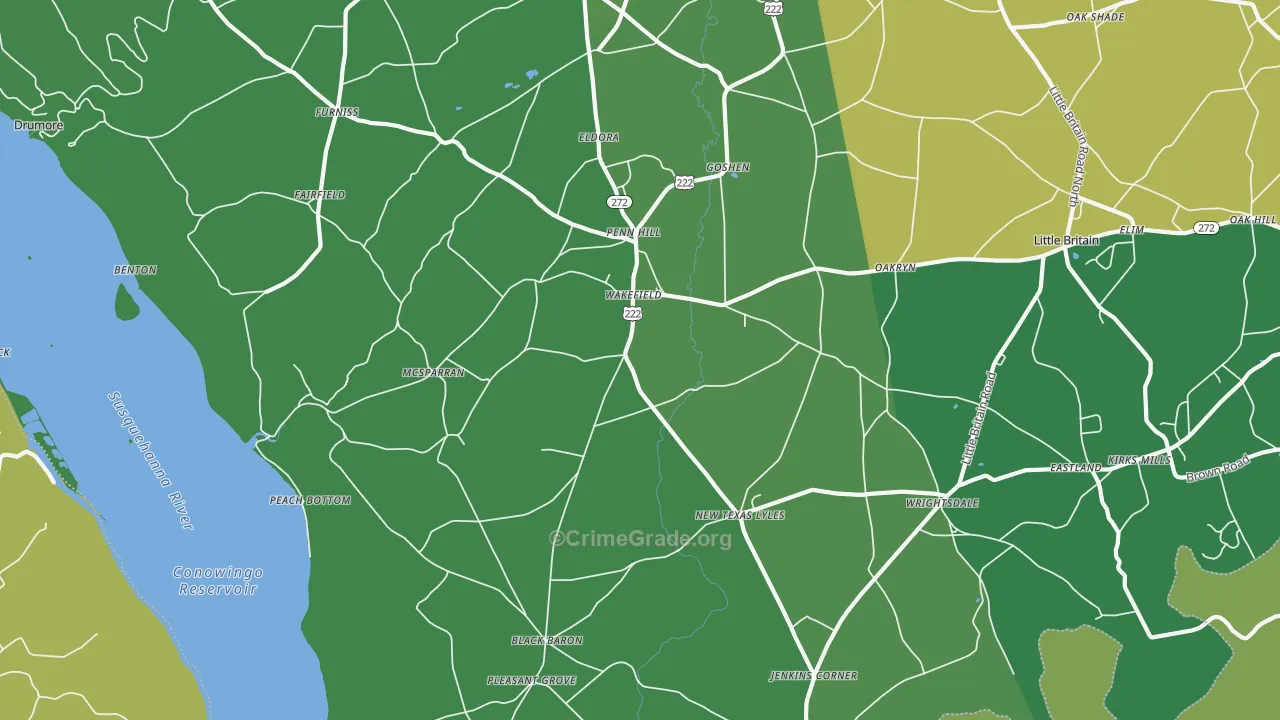 Peach Bottom, PA Map of Vandalism Rates
