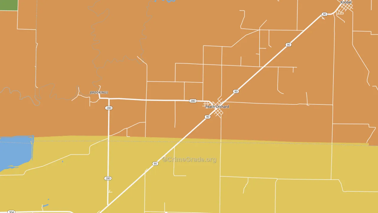 Peach Orchard, AR Map of Vandalism Rates