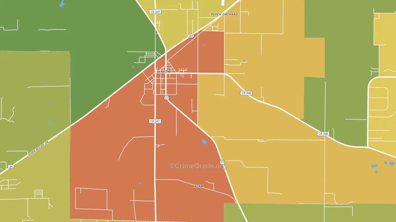 Peach Orchard, FL Map of Vandalism Rates