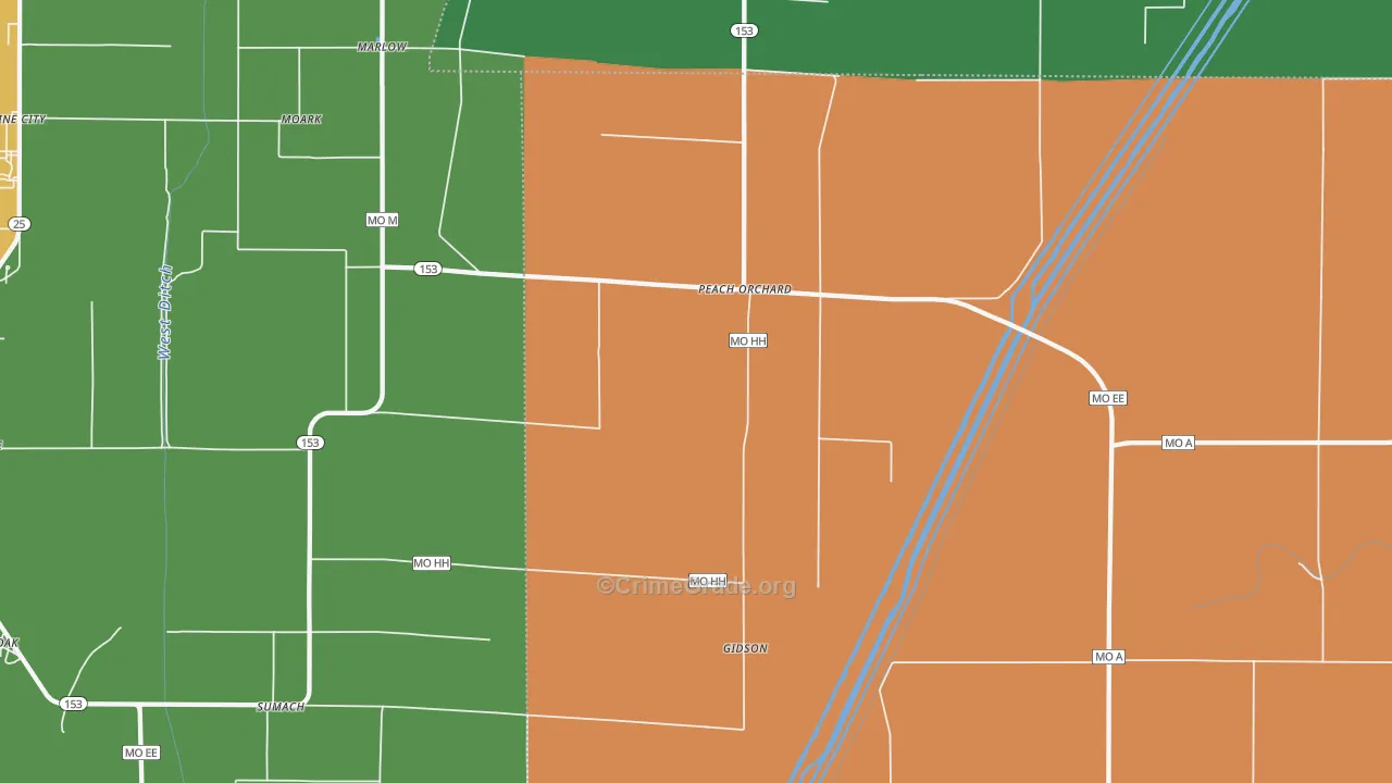 Peach Orchard, MO Map of Vandalism Rates