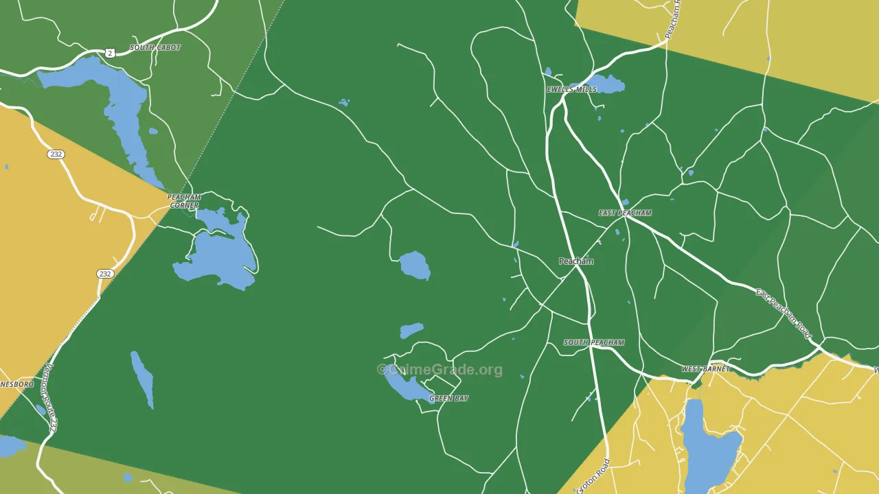 Peacham, VT Map of Vandalism Rates