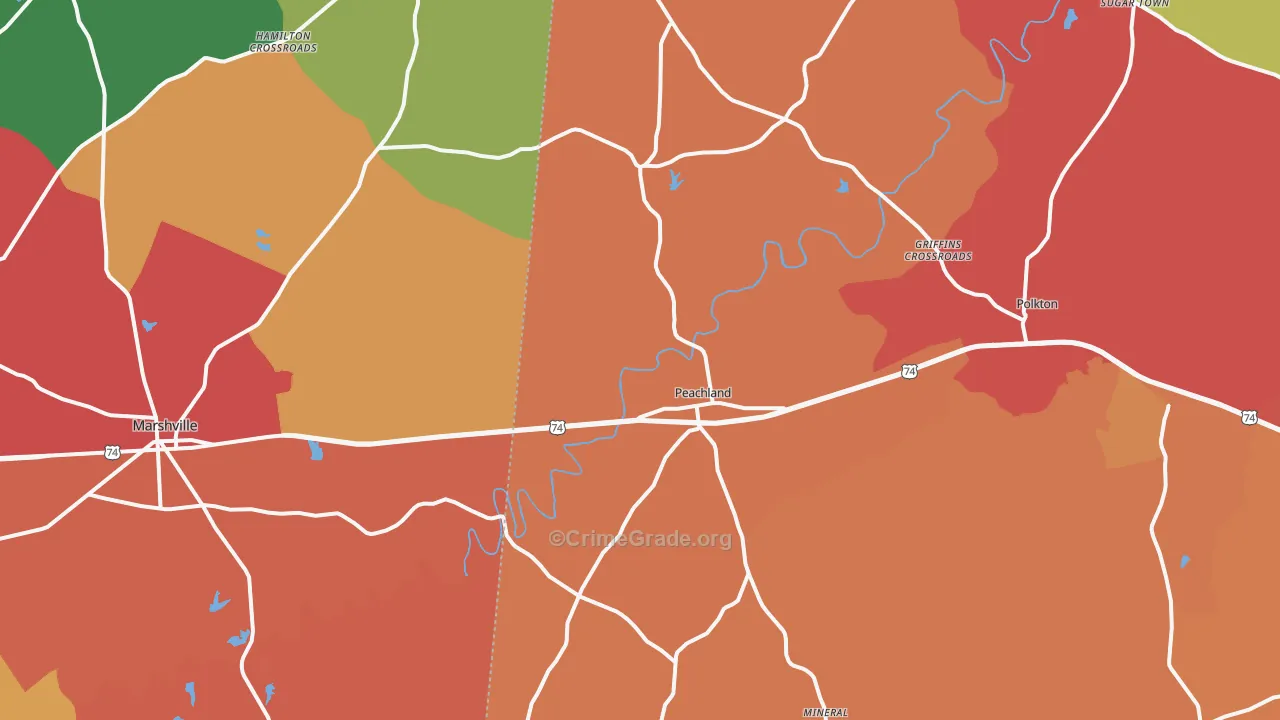 Peachland, NC Map of Vandalism Rates