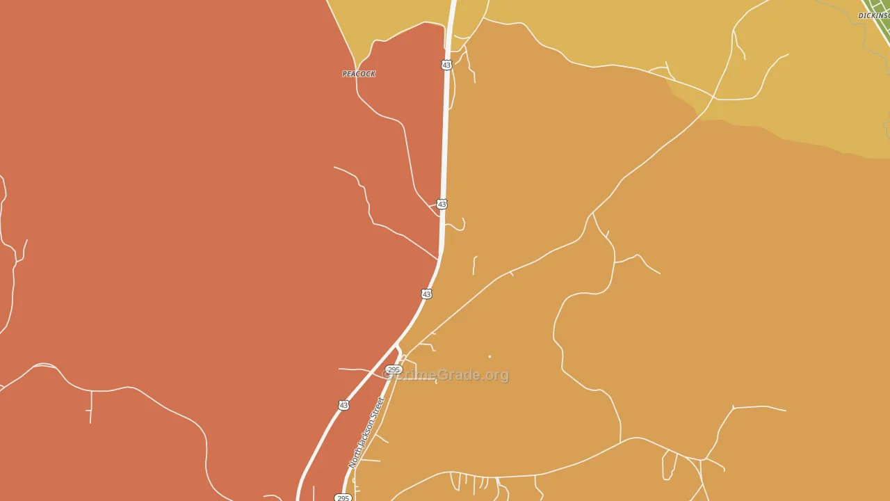 Peacock, AL Map of Vandalism Rates
