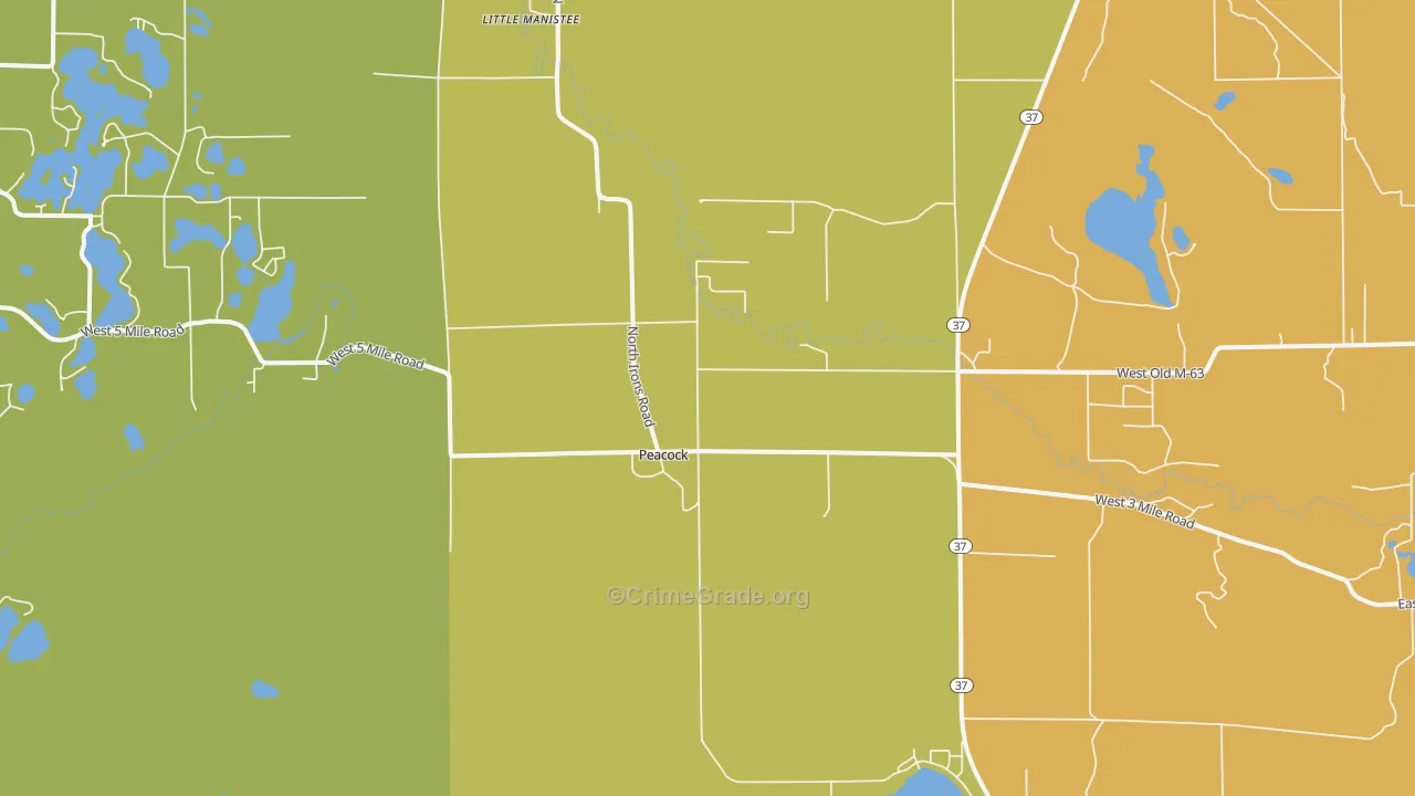 Peacock, MI Map of Vandalism Rates