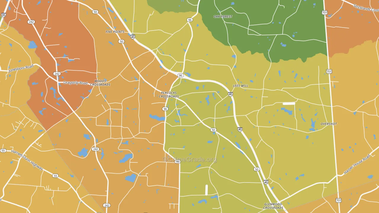Peacocks Crossroads, NC Map of Vandalism Rates