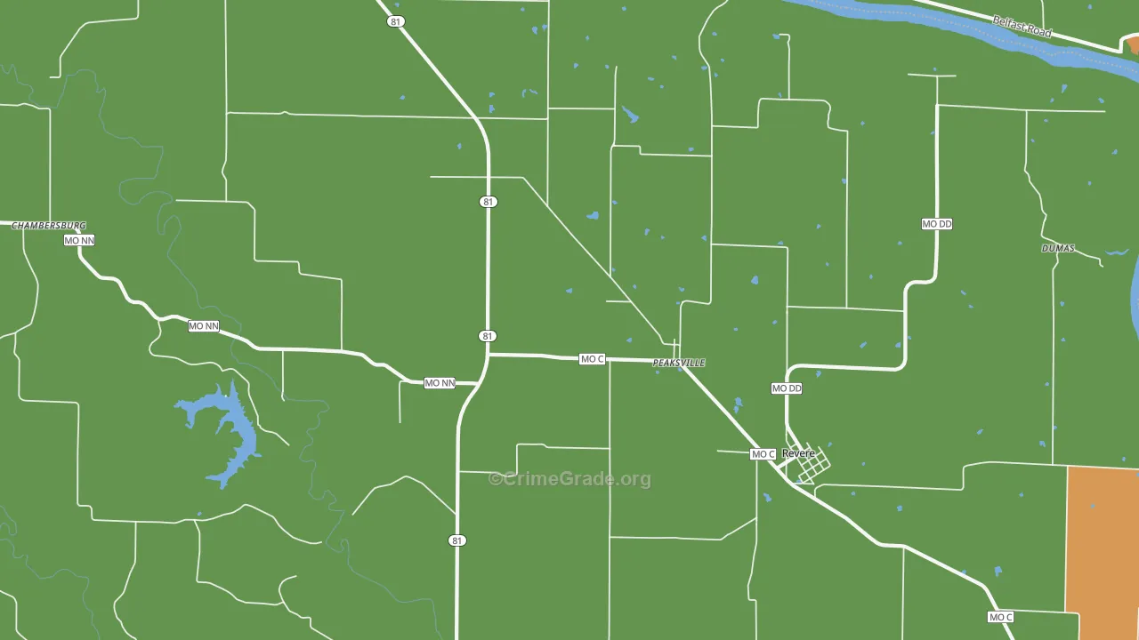 Peaksville, MO Map of Vandalism Rates