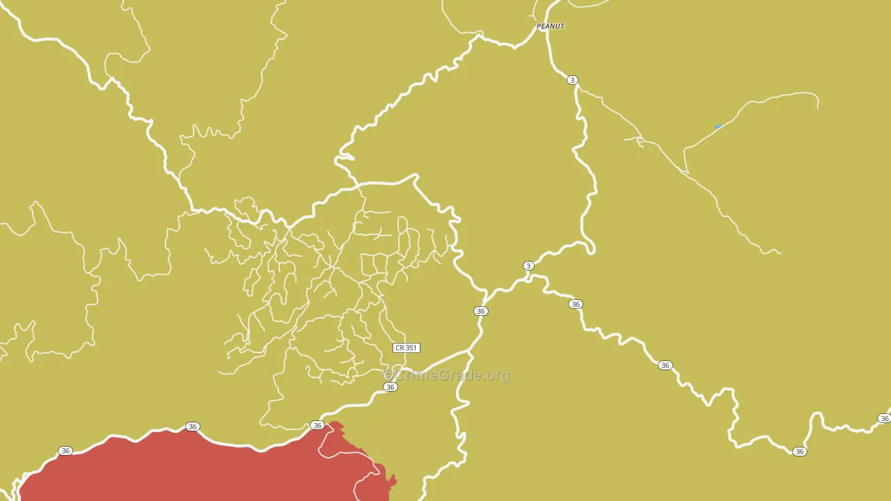 Peanut, CA Map of Vandalism Rates