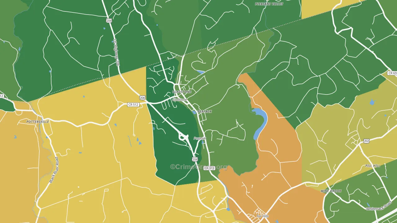 Peapack and Gladstone, NJ Map of Vandalism Rates