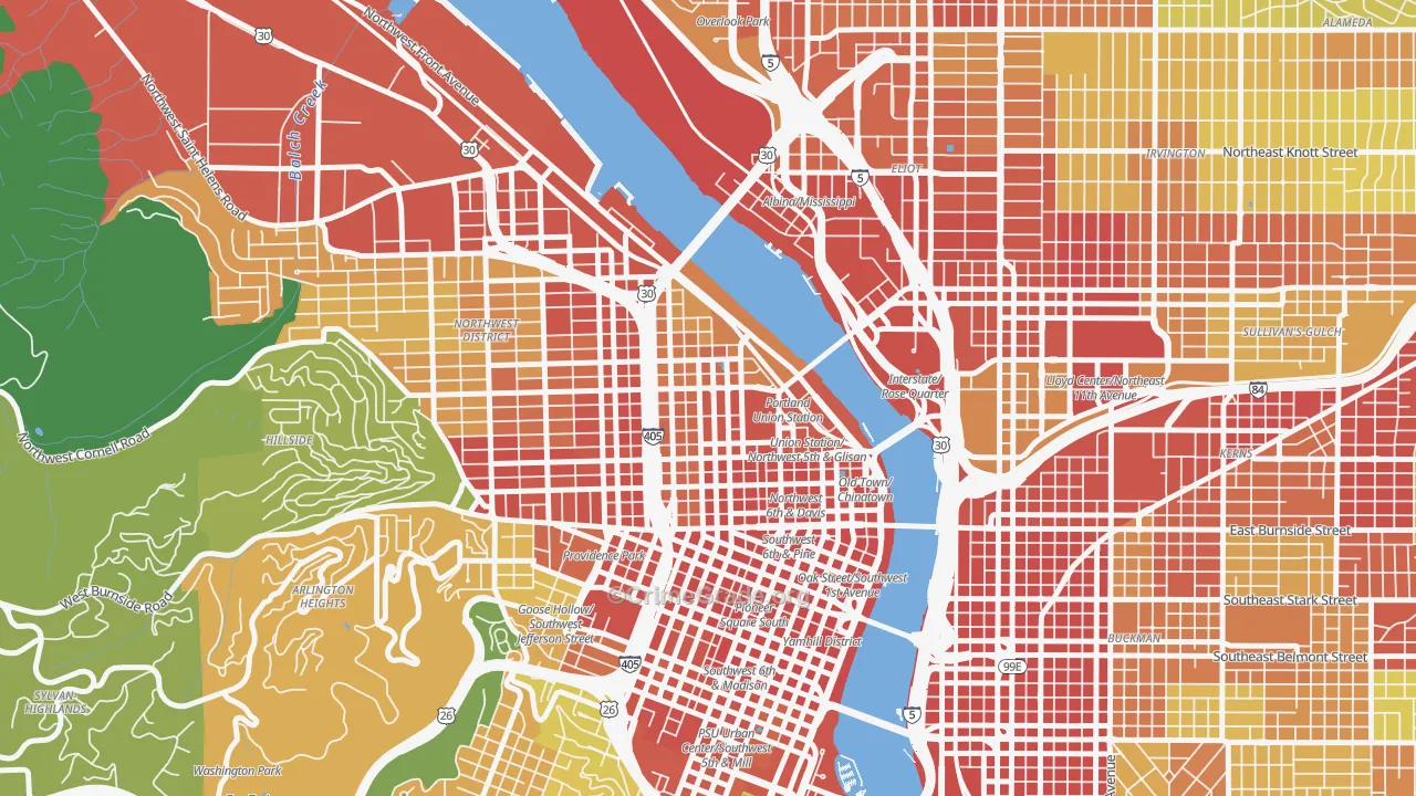 Pearl District, Portland, OR Map of Vandalism Rates
