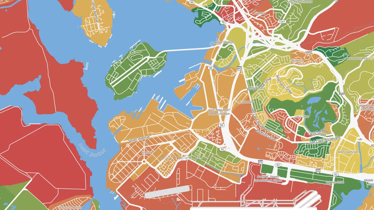 Pearl Harbor, HI Map of Vandalism Rates