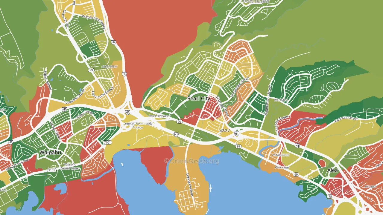 Pearl Highlands, Pearl City, HI Map of Vandalism Rates