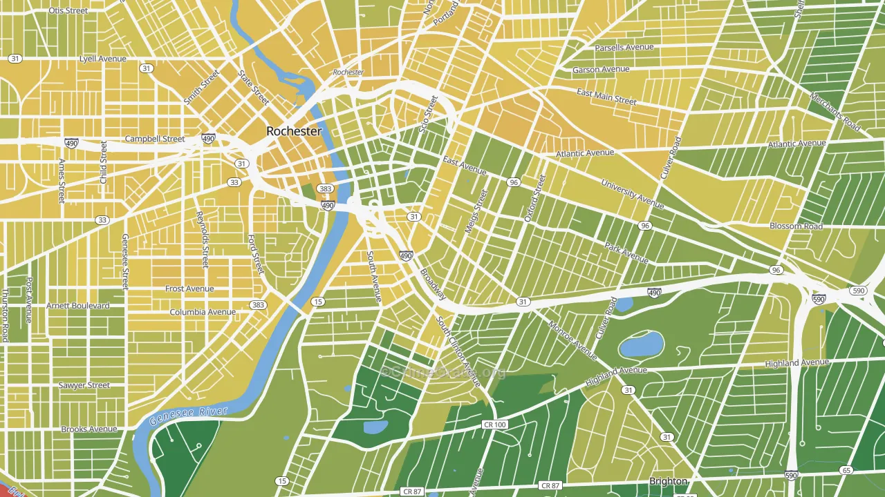 Pearl-Meigs-Monroe, Rochester, NY Map of Vandalism Rates