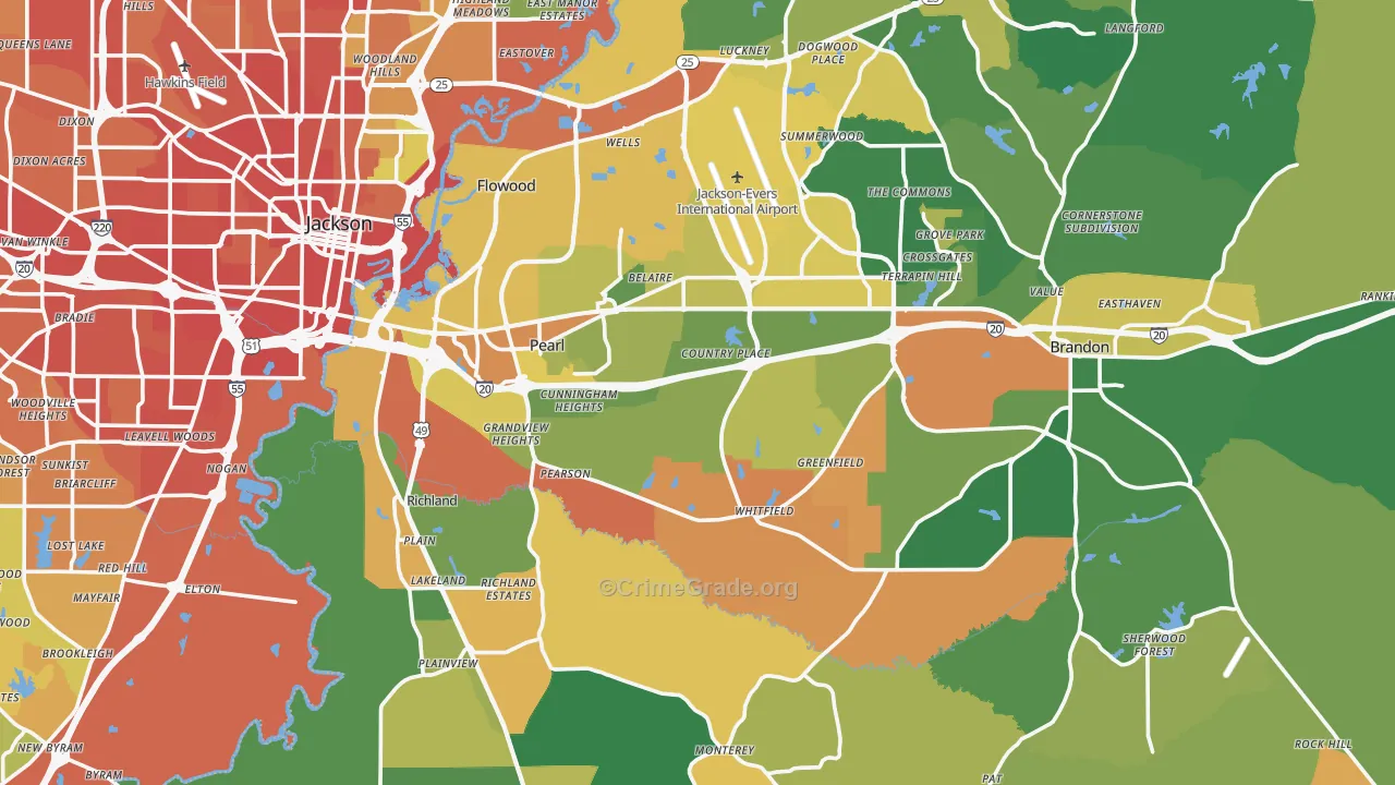 Pearl, MS Map of Vandalism Rates