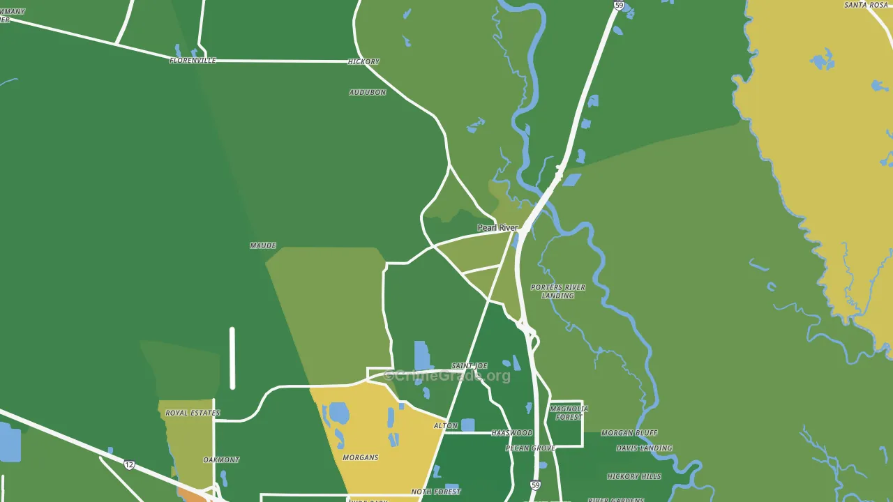 Pearl River, LA Map of Vandalism Rates
