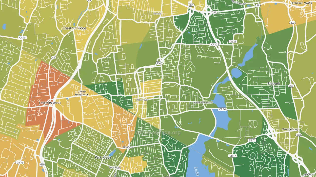 Pearl River, NY Map of Vandalism Rates