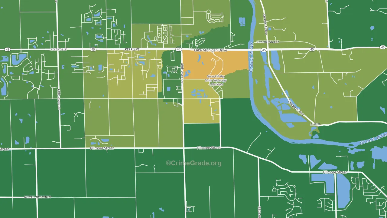 Pearline, MI Map of Vandalism Rates