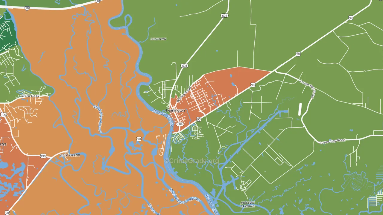 Pearlington, MS Map of Vandalism Rates