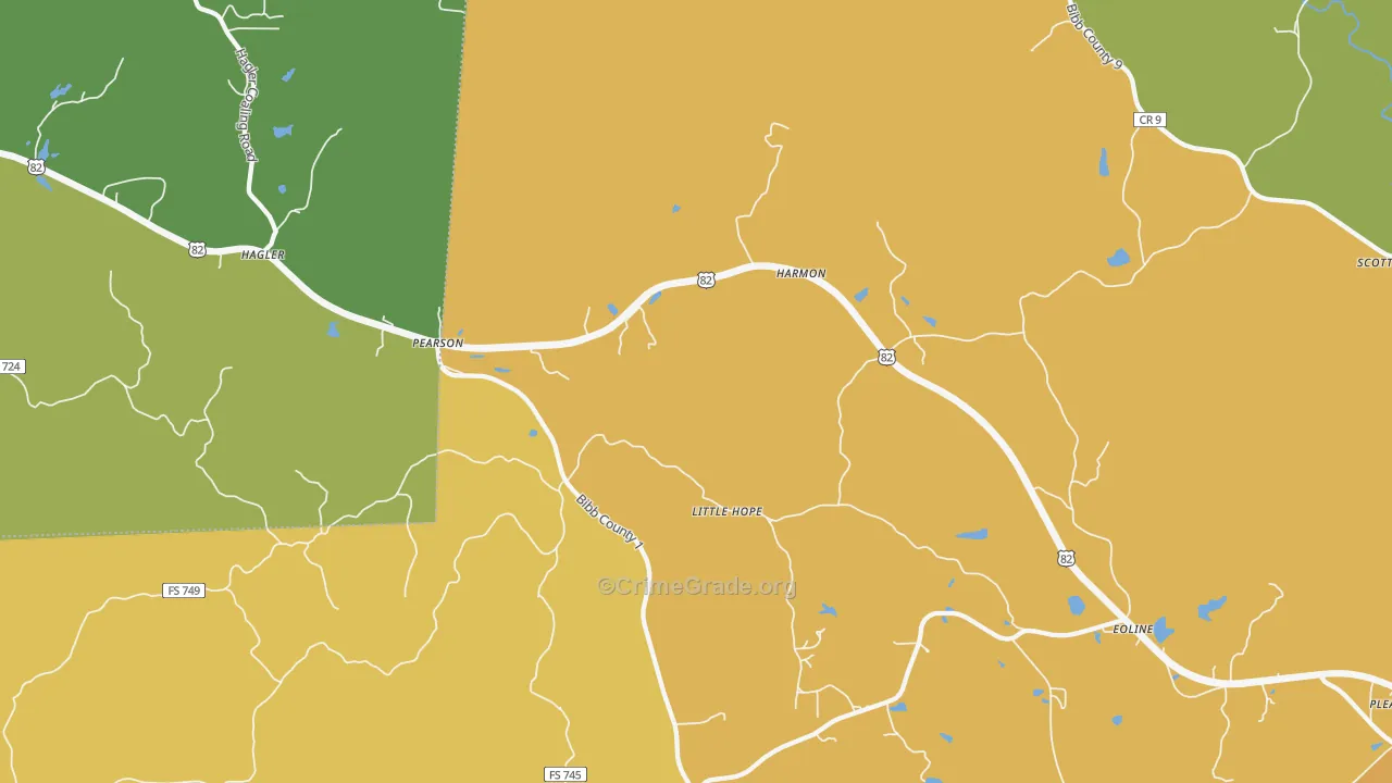 Pearson, AL Map of Vandalism Rates