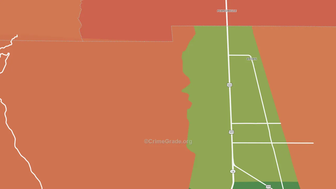 Pearsonville, CA Map of Vandalism Rates