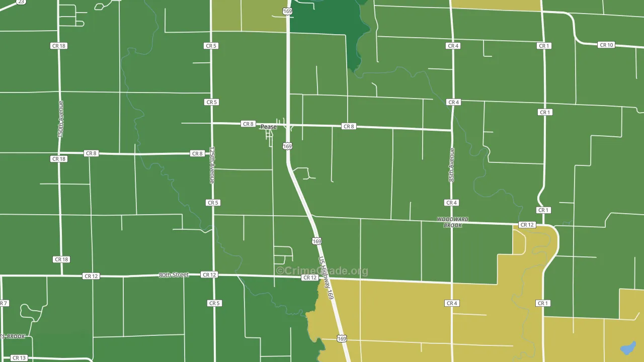 Pease, MN Map of Vandalism Rates