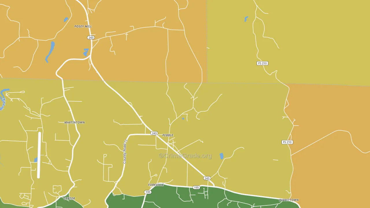Pebble, AL Map of Vandalism Rates