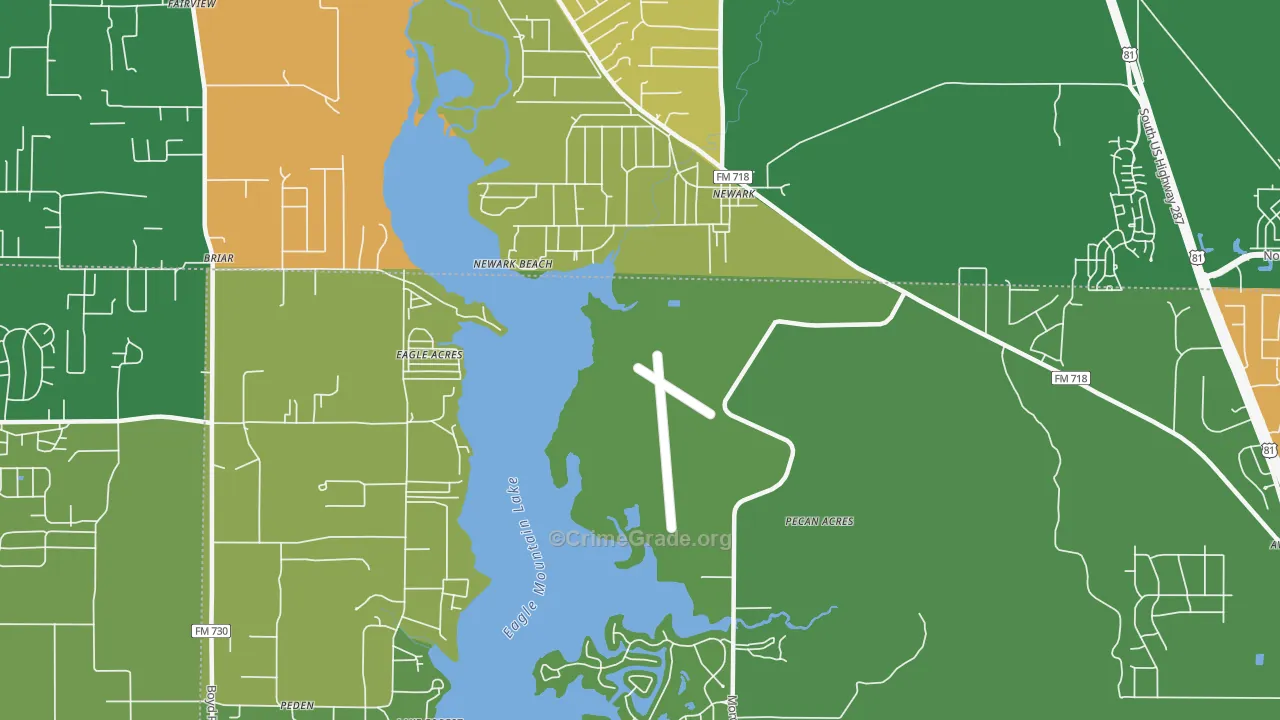 Pecan Acres, TX Map of Vandalism Rates