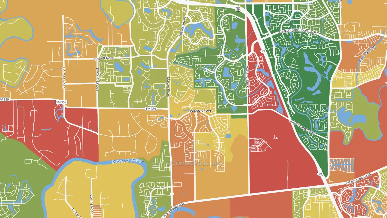 Pecan Grove, TX Map of Vandalism Rates