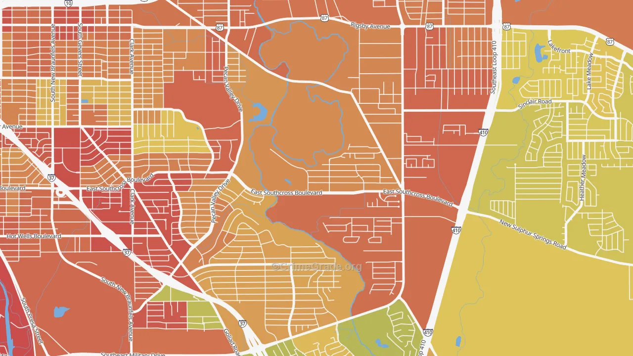 Pecan Valley, San Antonio, TX Map of Vandalism Rates