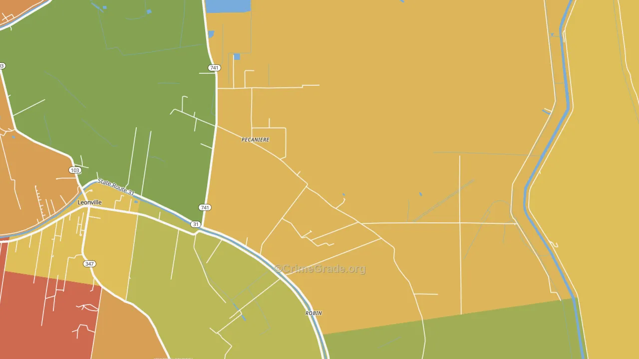 Pecaniere, LA Map of Vandalism Rates