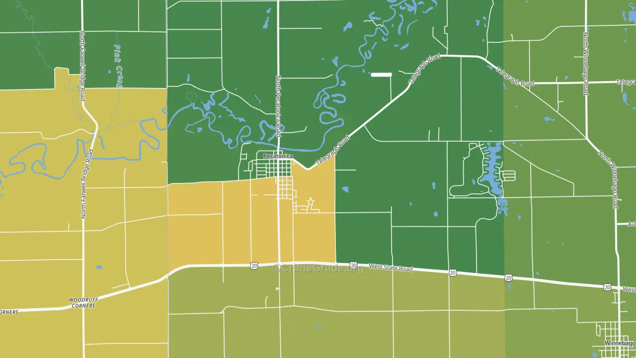 Pecatonica, IL Map of Vandalism Rates