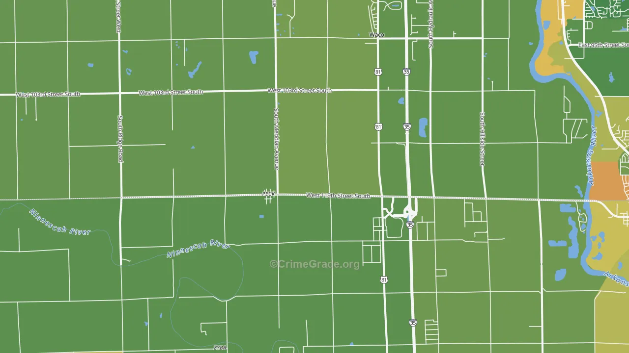 Peck, KS Map of Vandalism Rates