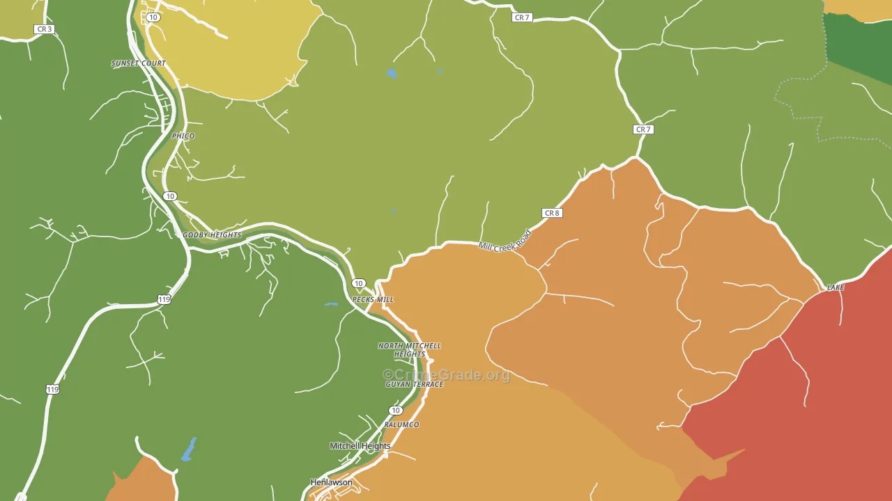 Pecks Mill, WV Map of Vandalism Rates