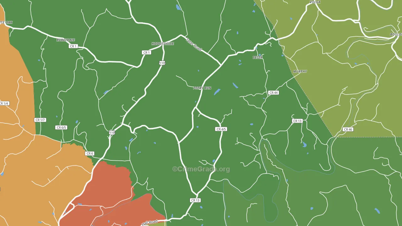 Pecks Run, WV Map of Vandalism Rates