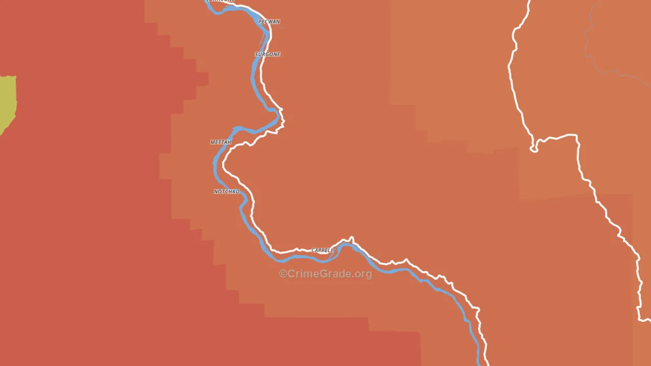 Pecwan, CA Map of Vandalism Rates