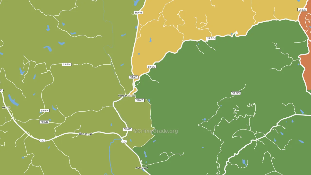 Pedlar Mills, VA Map of Vandalism Rates