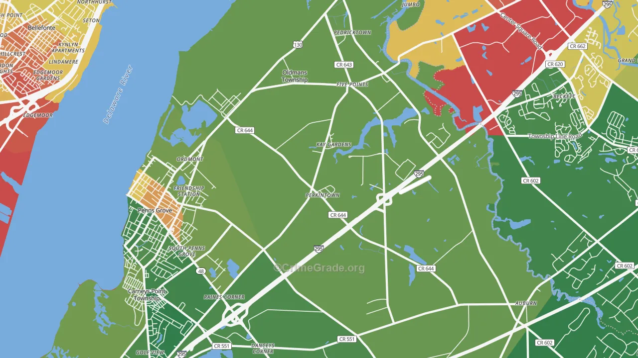 Pedricktown, NJ Map of Vandalism Rates