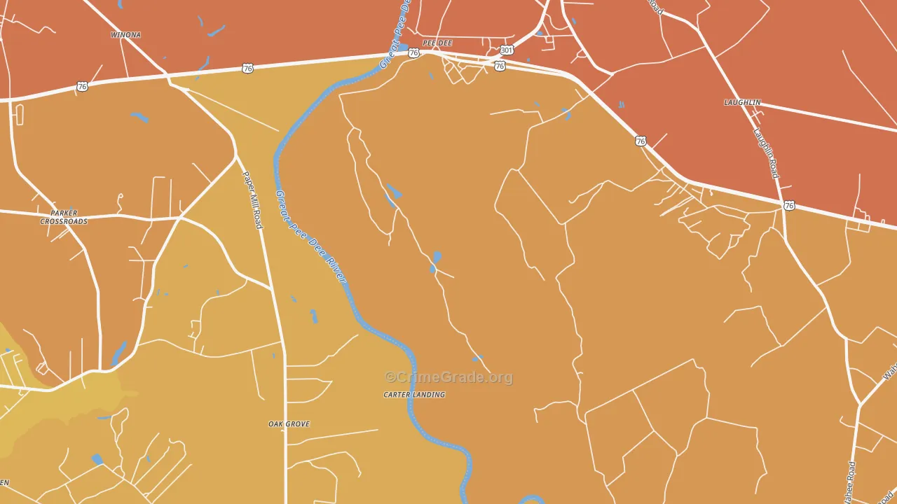 Pee Dee, SC Map of Vandalism Rates