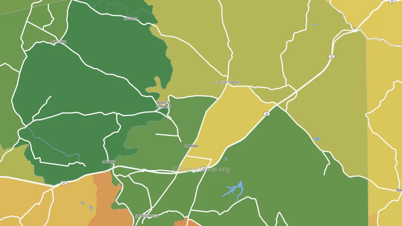 Peebles, OH Map of Vandalism Rates