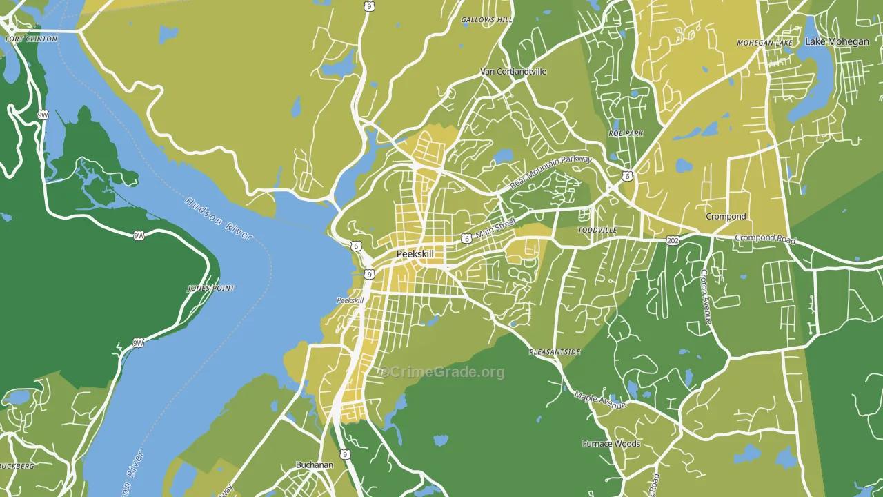 Peekskill, NY Map of Vandalism Rates