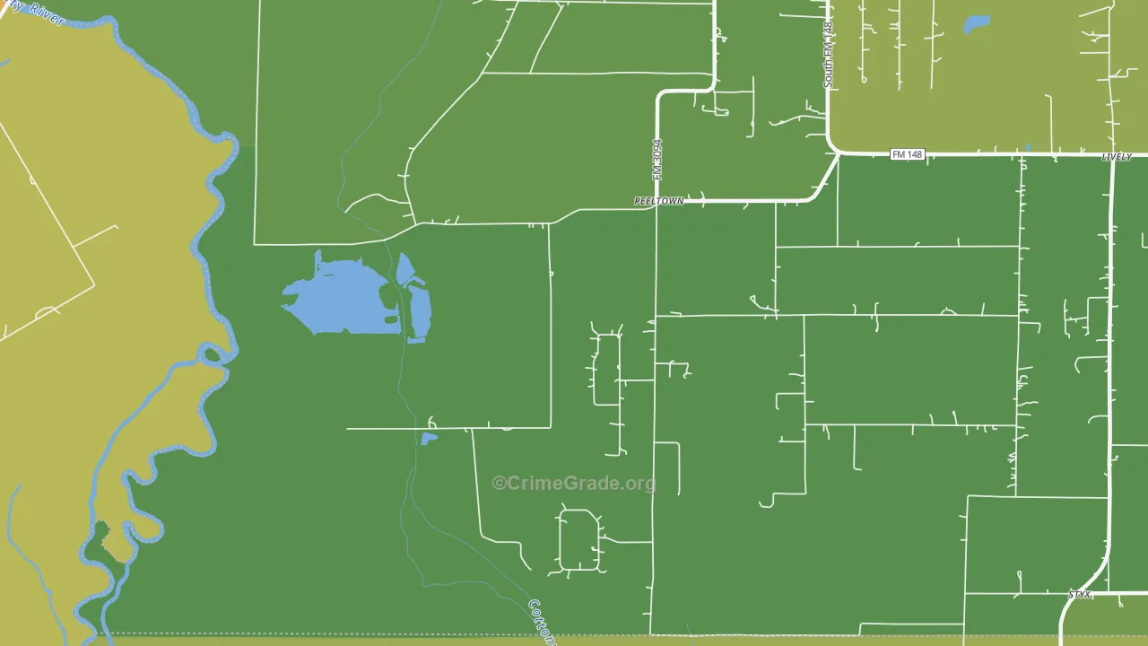 Peeltown, TX Map of Vandalism Rates
