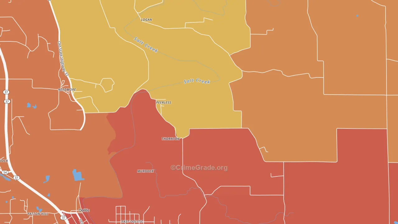 Peerless, IN Map of Vandalism Rates
