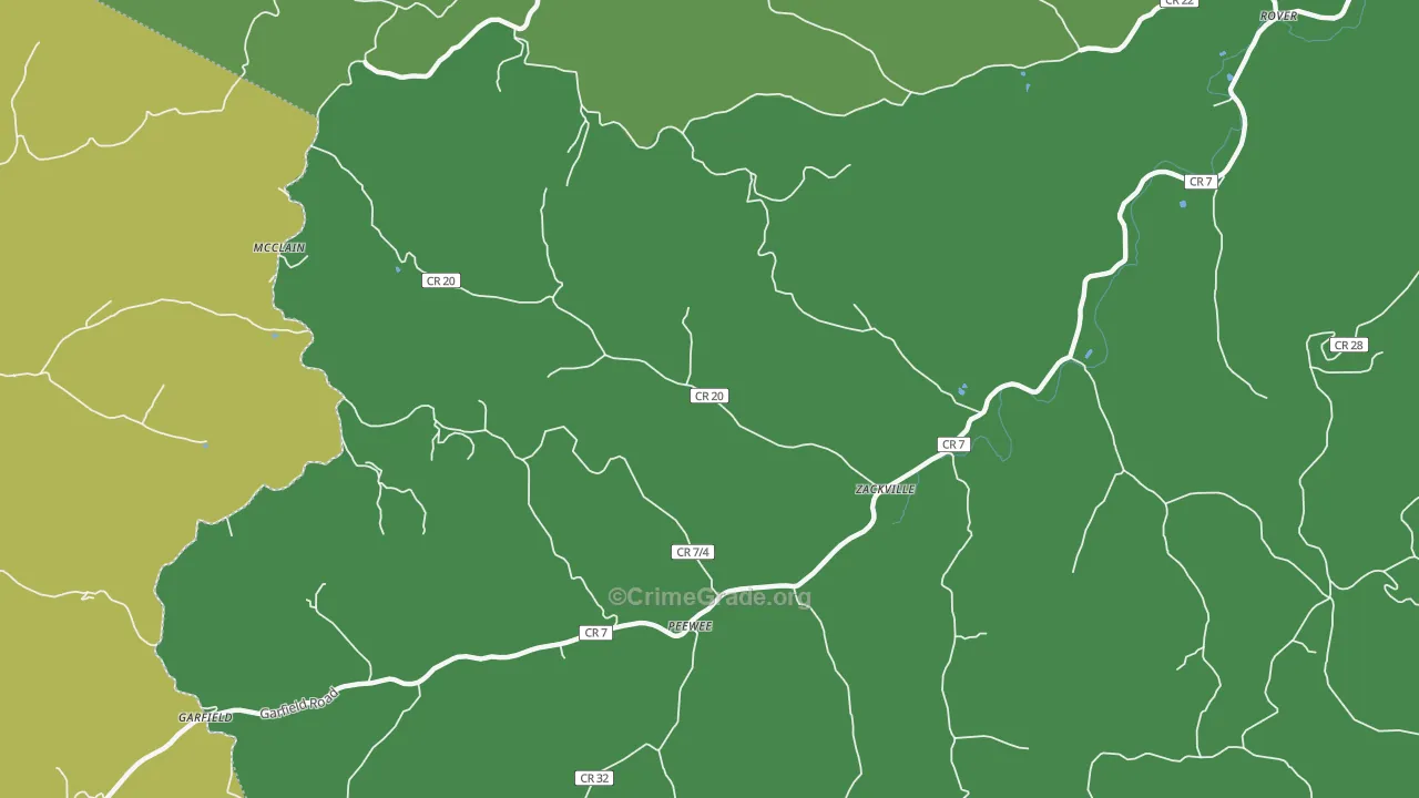 Peewee, WV Map of Vandalism Rates