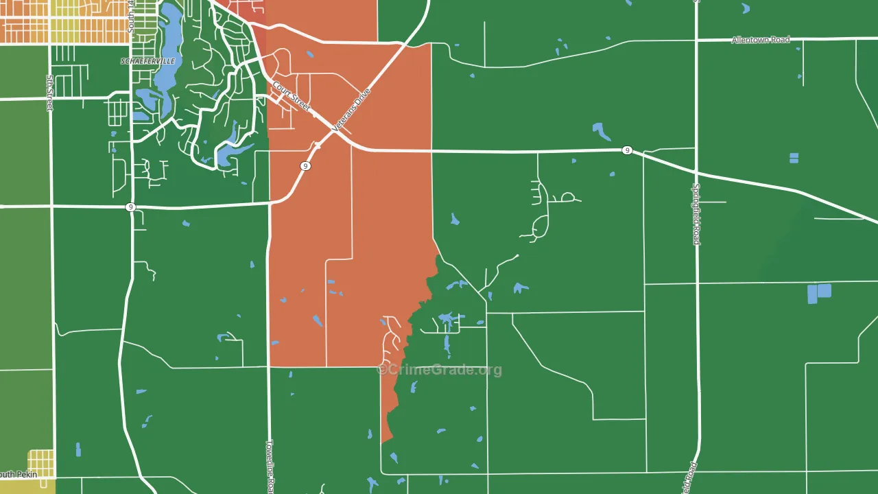 Pekin Heights, IL Map of Vandalism Rates