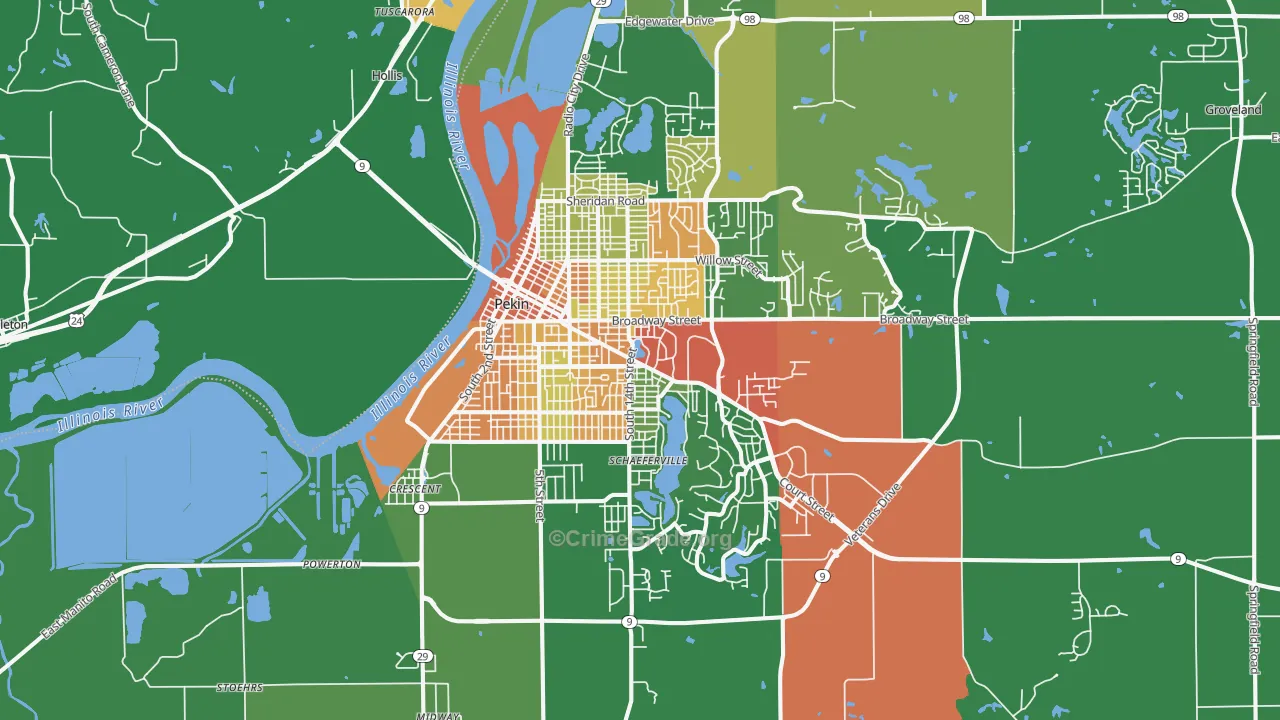 Pekin, IL Map of Vandalism Rates