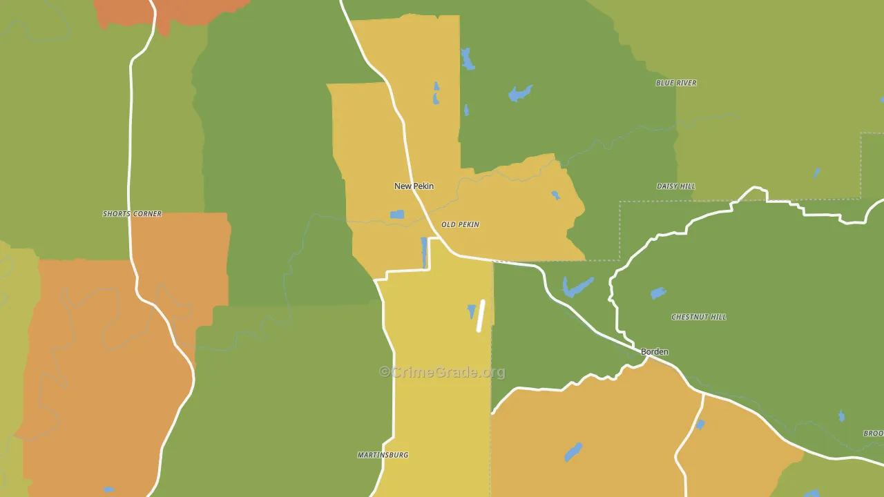 Pekin, IN Map of Vandalism Rates