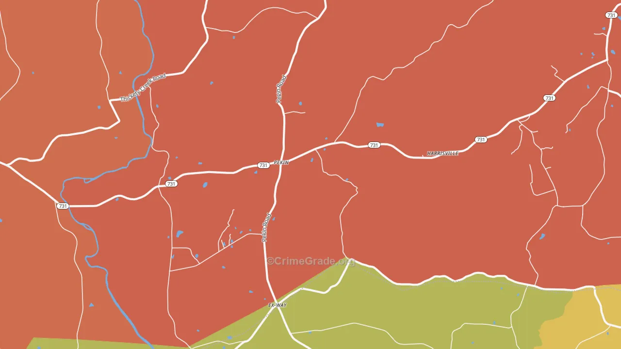 Pekin, NC Map of Vandalism Rates