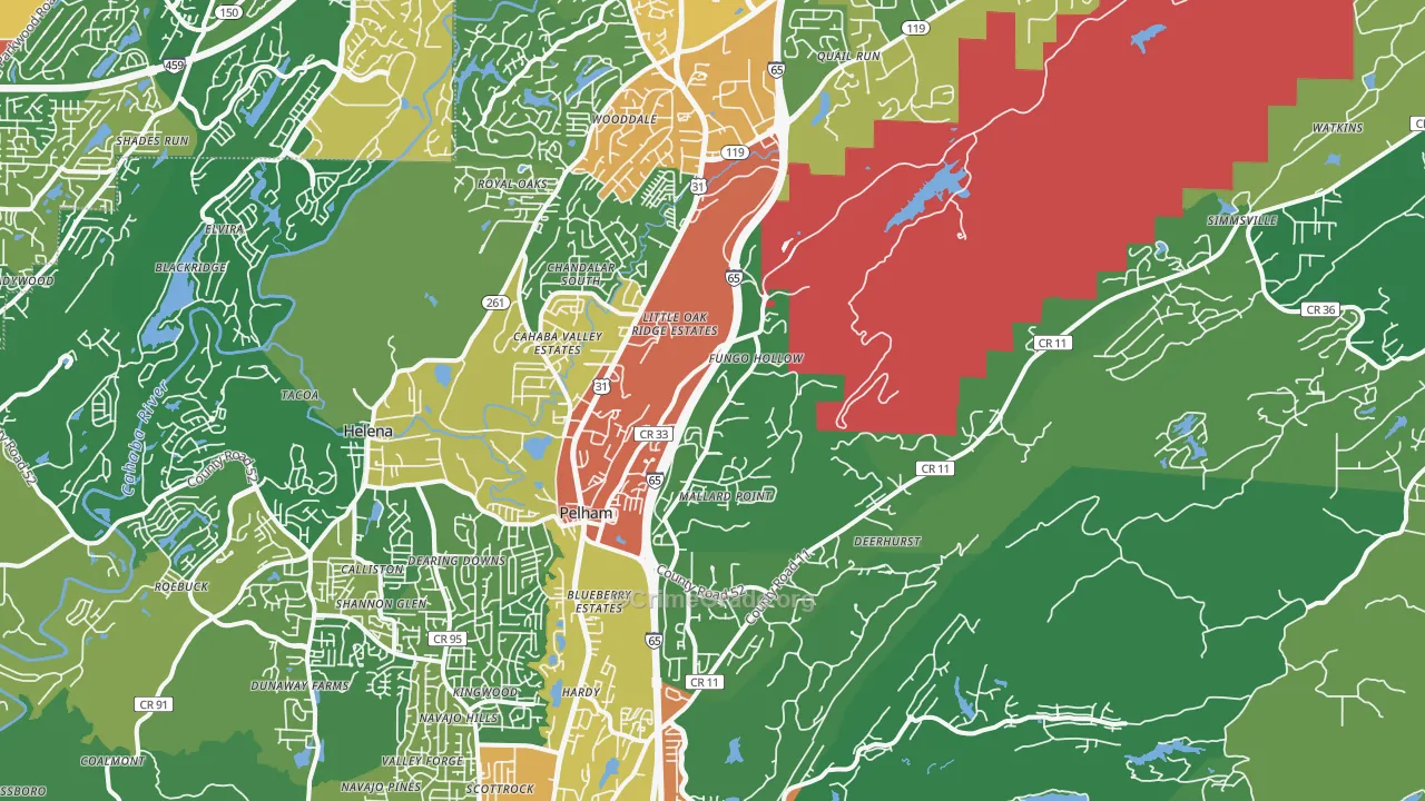 Pelham, AL Map of Vandalism Rates