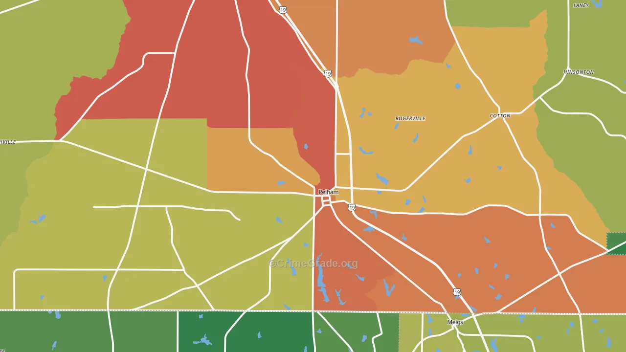 Pelham, GA Map of Vandalism Rates