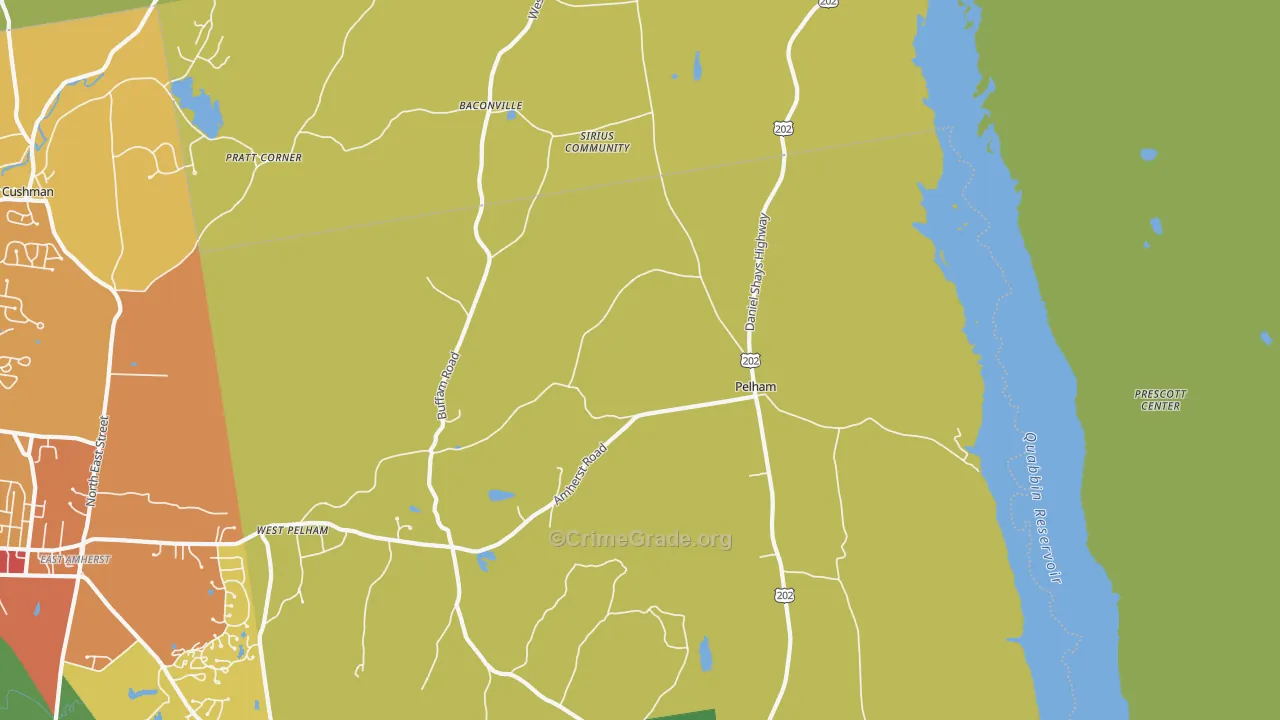 Pelham, MA Map of Vandalism Rates
