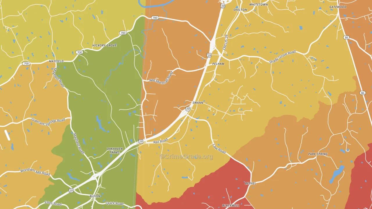 Pelham, NC Map of Vandalism Rates